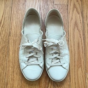 Freda Salvador Eda D’Orsay Sneaker in Embossed Croc Bone, Size 6.5